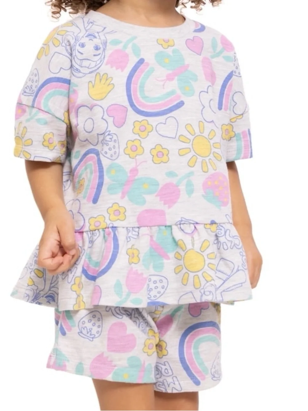 Ms. Rachel Toddler Girls' Short Sleeve Graphic Tee and Shorts Set,4T